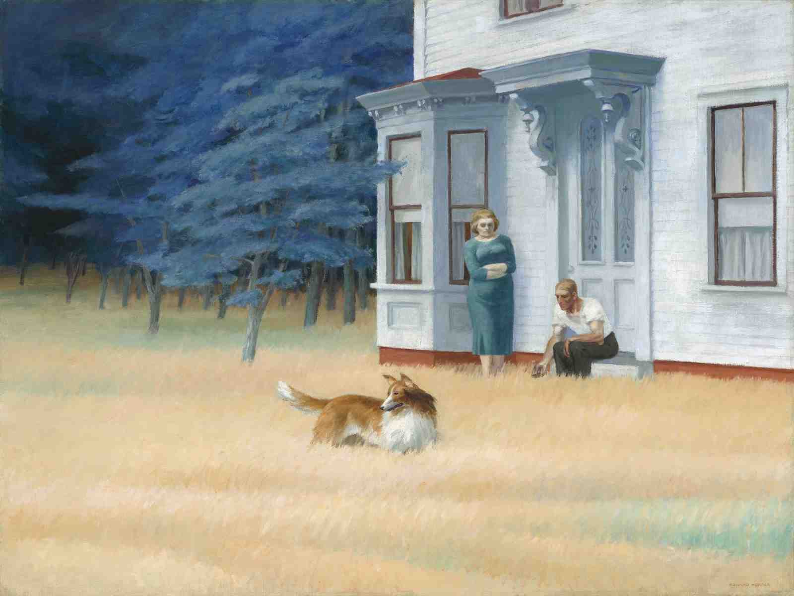 American Gothic Dog & Couple Wall Art