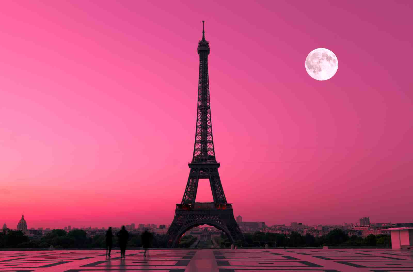 Romantic Eiffel Tower Pink Sky Wall Art