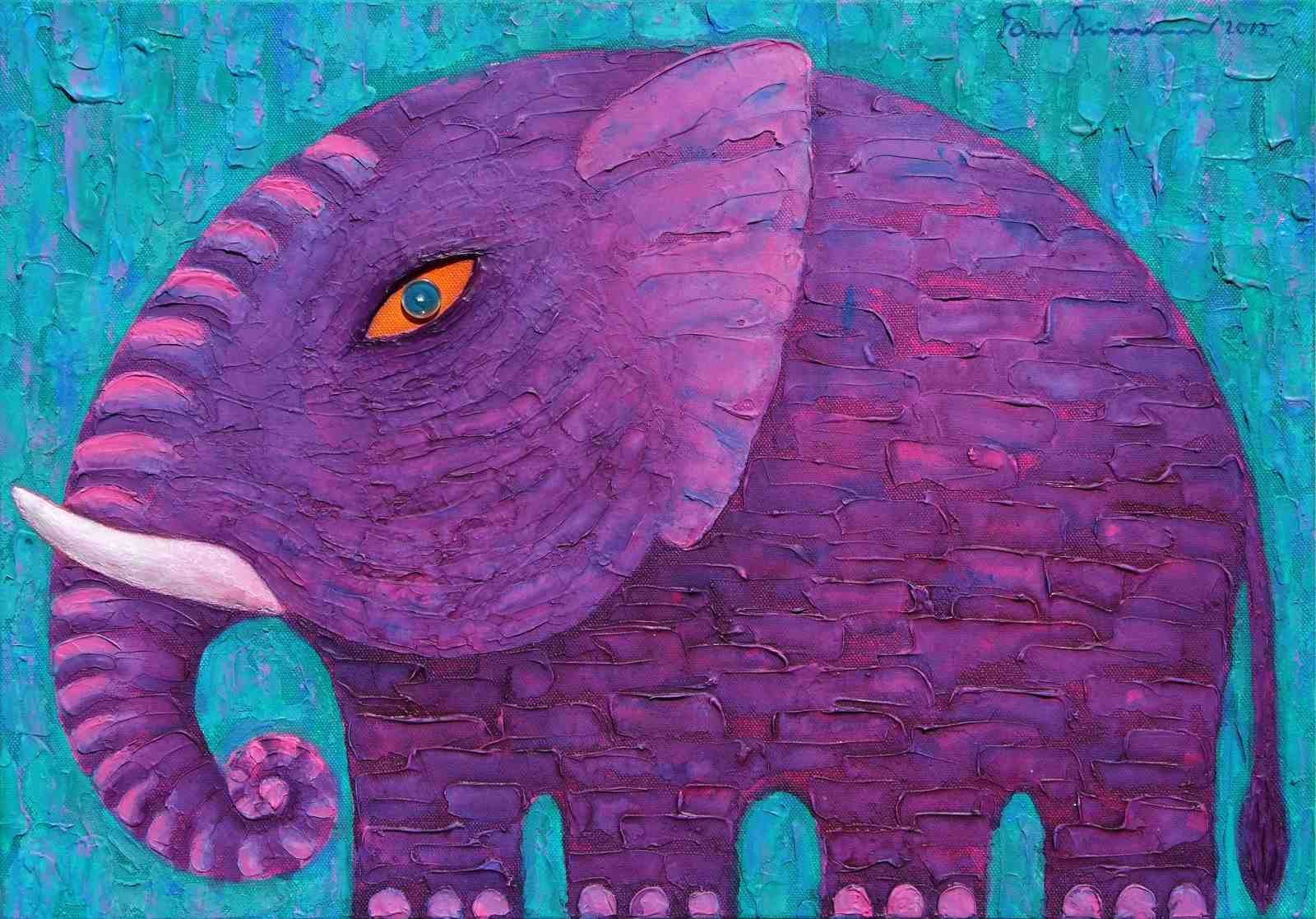 Vibrant Purple Elephant Textured Wall Art