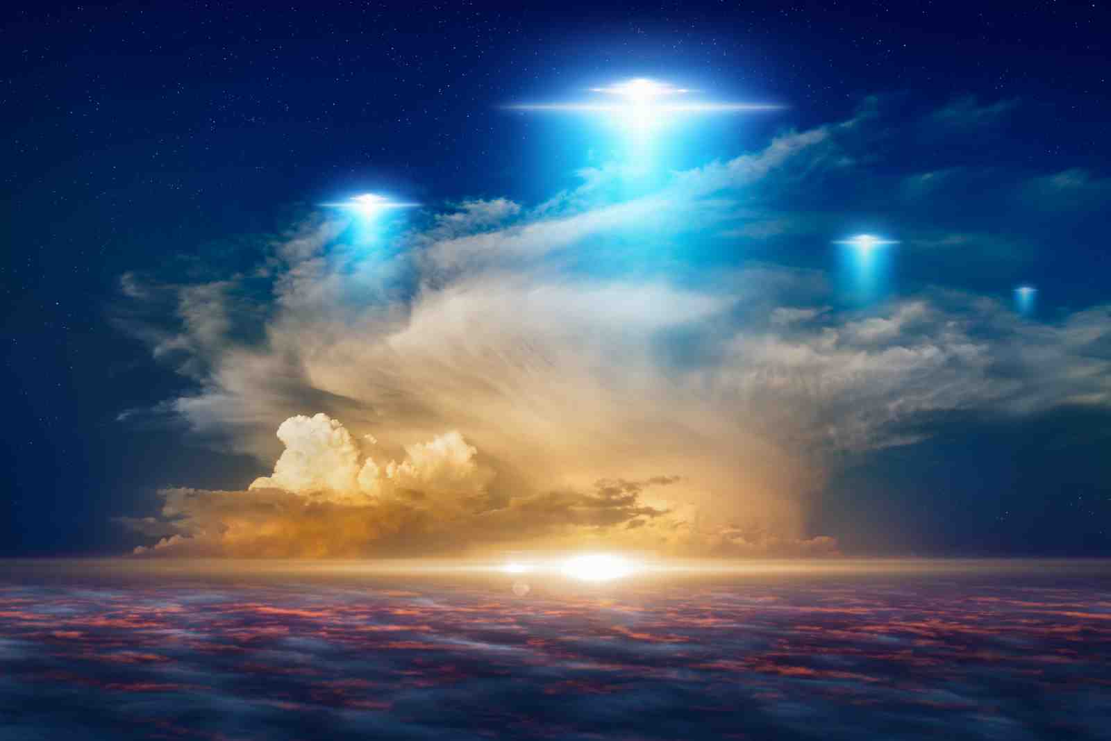 Mysterious UFO Sky Encounter Wall Art