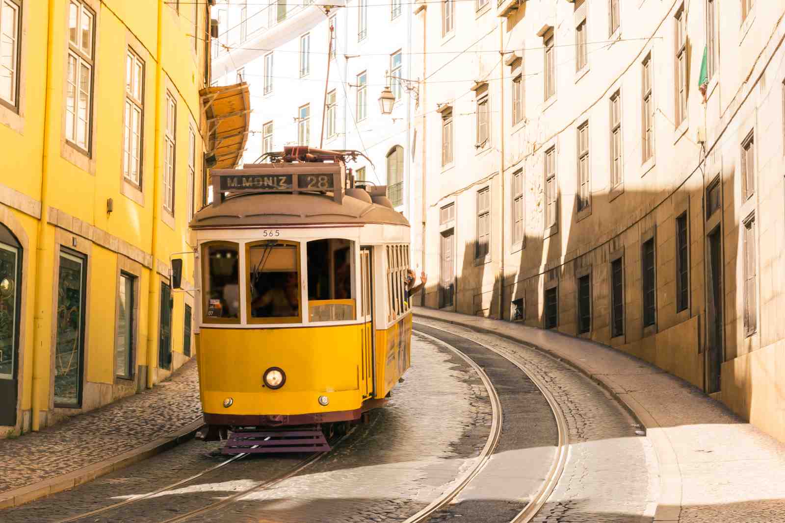 Iconic Yellow Tram Lisbon Street Scene Wall Art