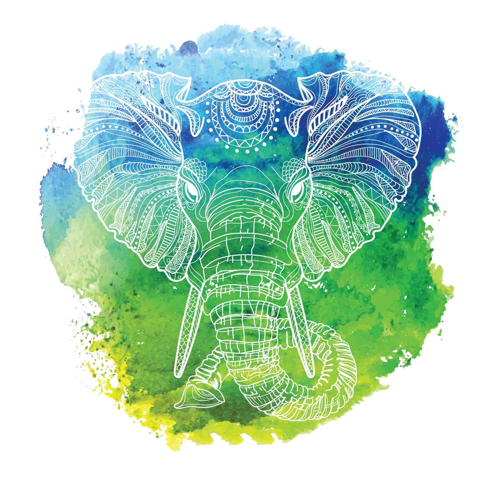 Boho Elephant Watercolor Wall Art