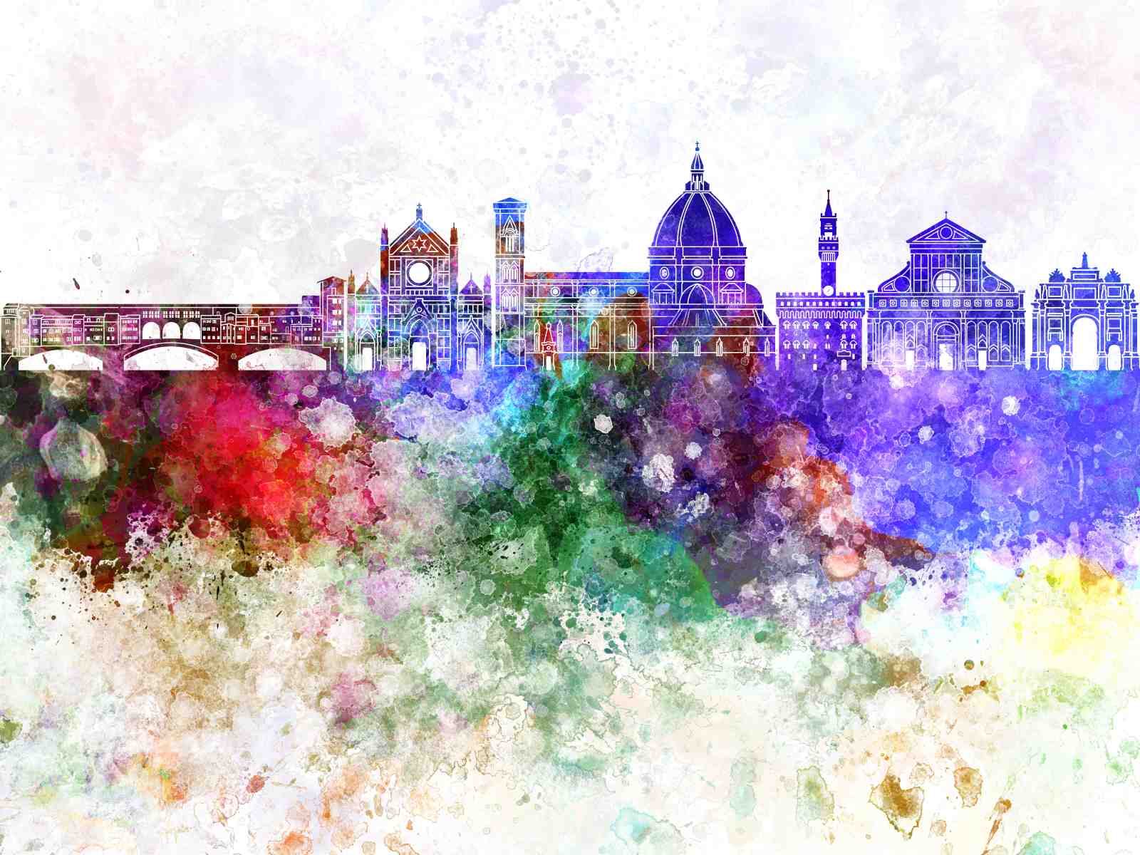 Vibrant Florence Skyline Watercolor Wall Art