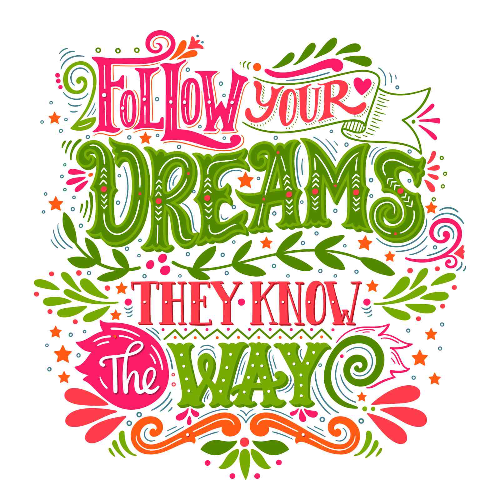 Follow Your Dreams Inspirational Quote Wall Art