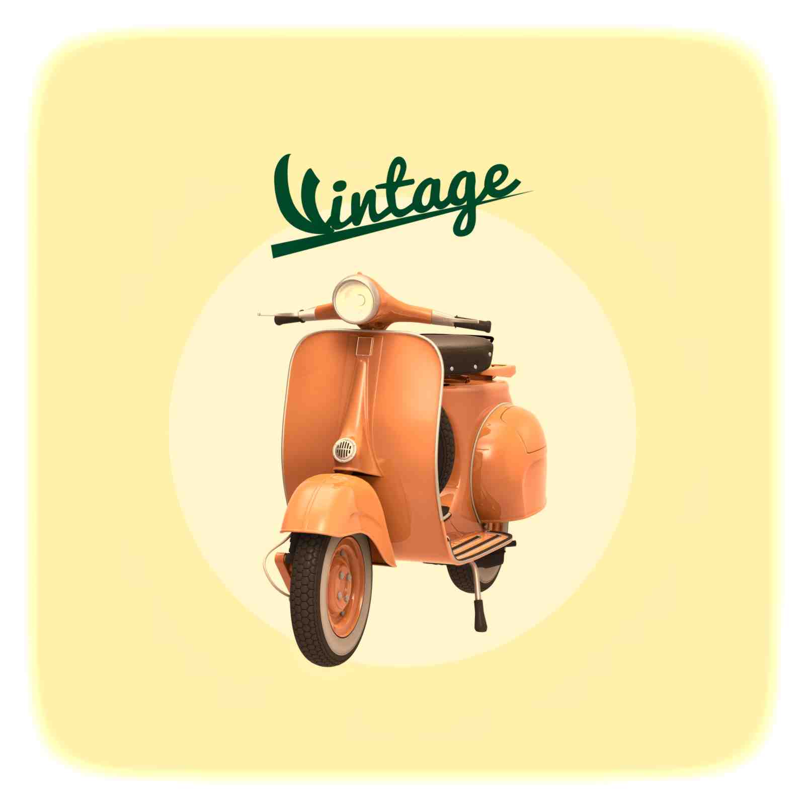 Retro Orange Scooter Wall Art Wall Art