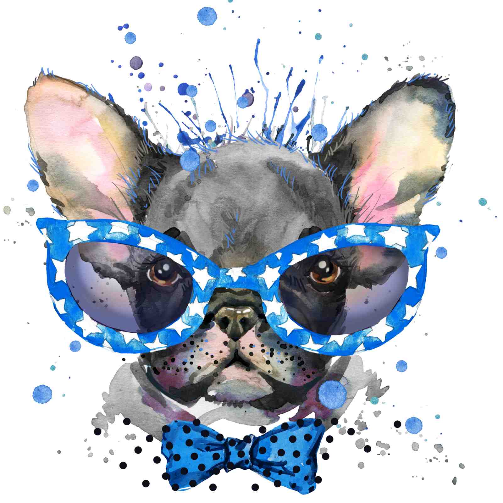 Cool Frenchie Dog with Star Glasses Wall Art