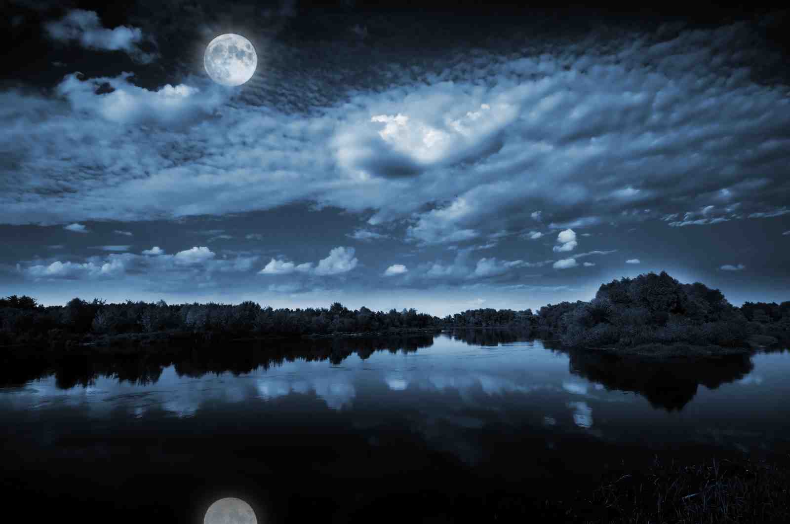 Serene Moonlight River Landscape Wall Art