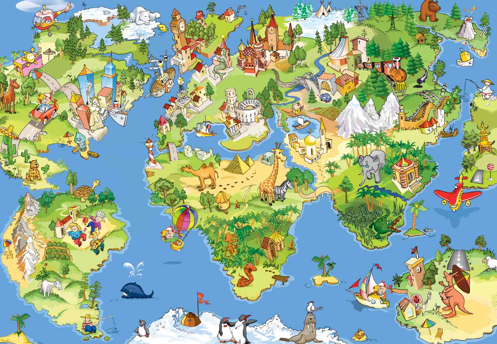 Whimsical World Map Kids Wall Art Wall Art