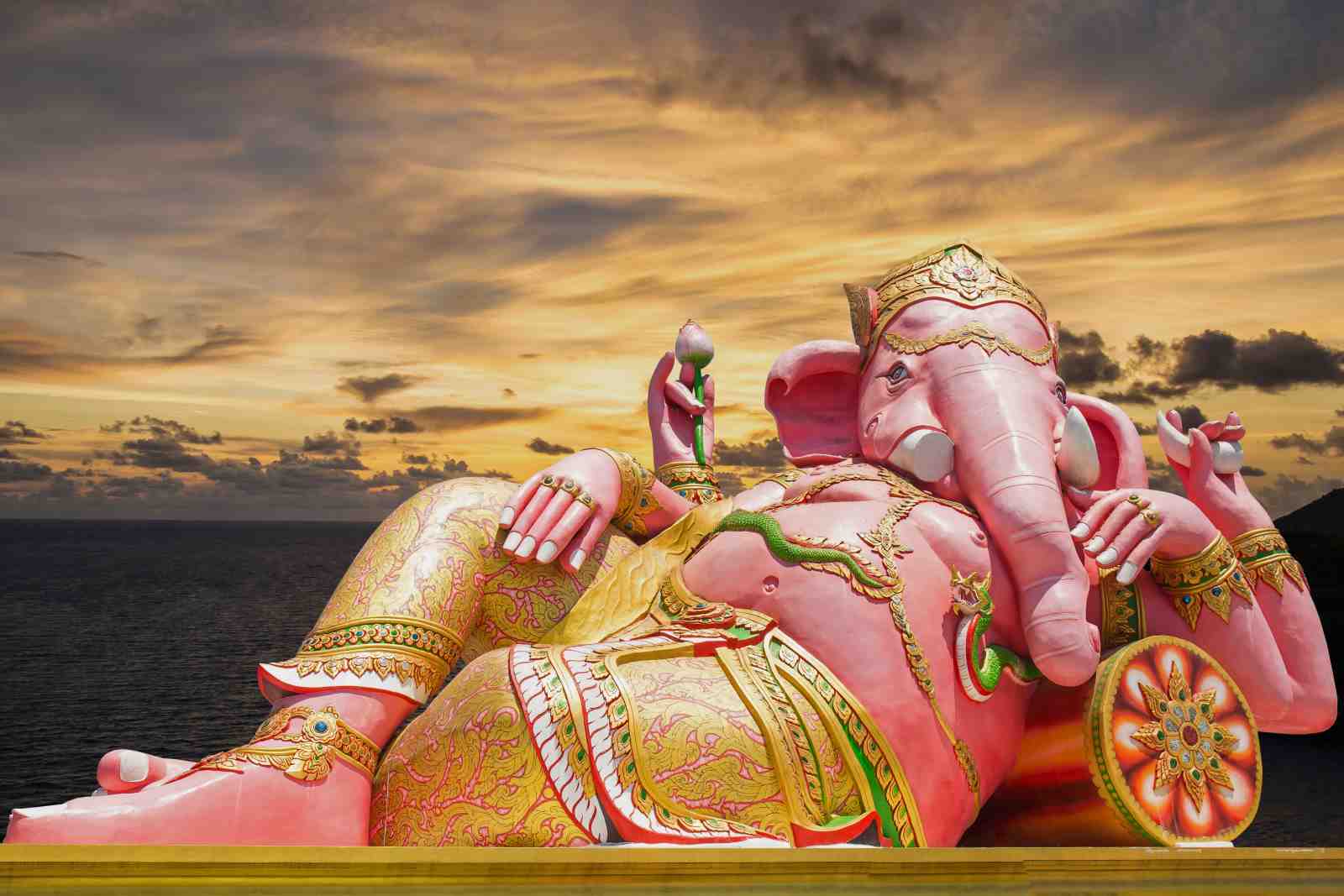 Vibrant Pink Ganesha Sunset Wall Art
