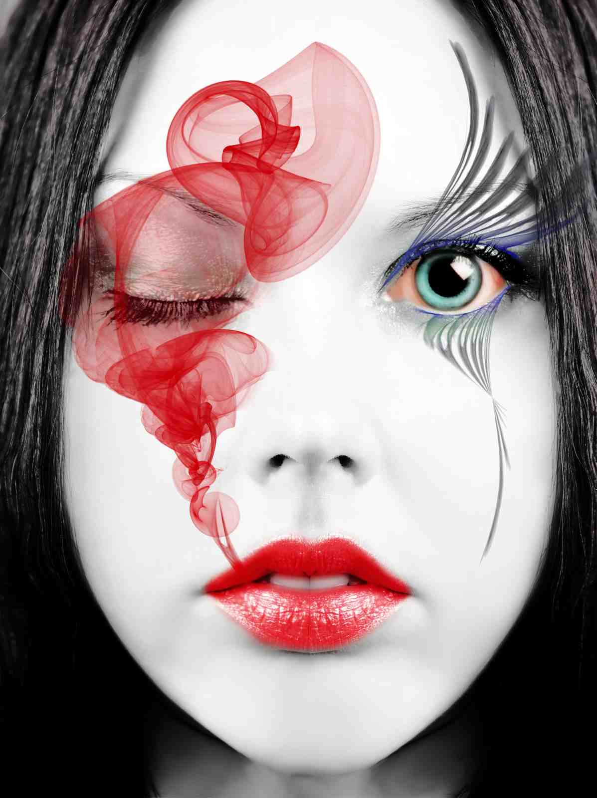 Striking Red Smoke Portrait Wall Art