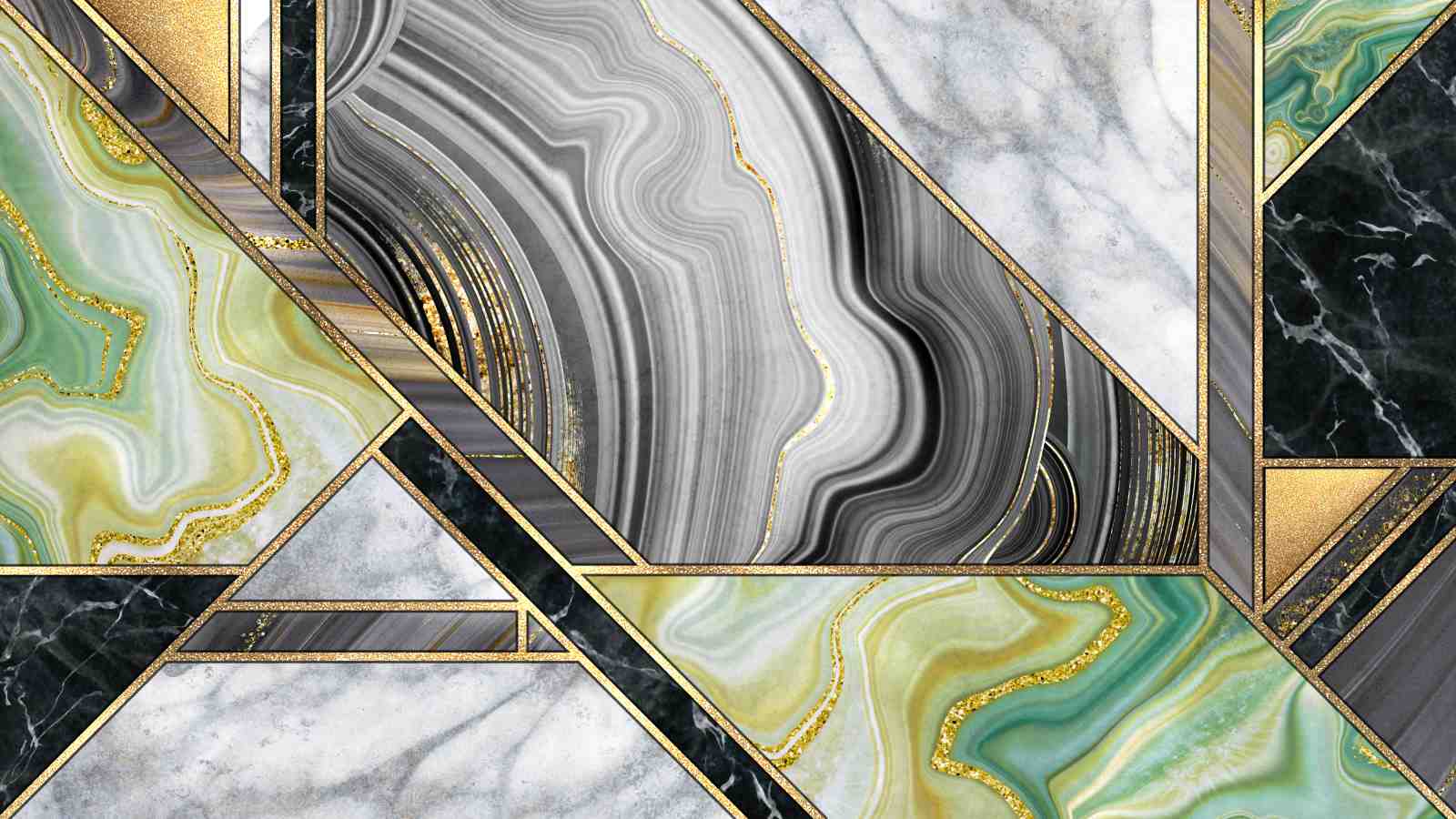 Luxury Agate Geometric Gold Wall Art