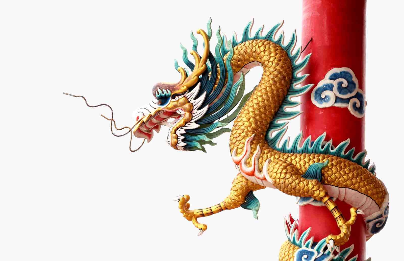 Majestic Golden Dragon Chinese Art Wall Art