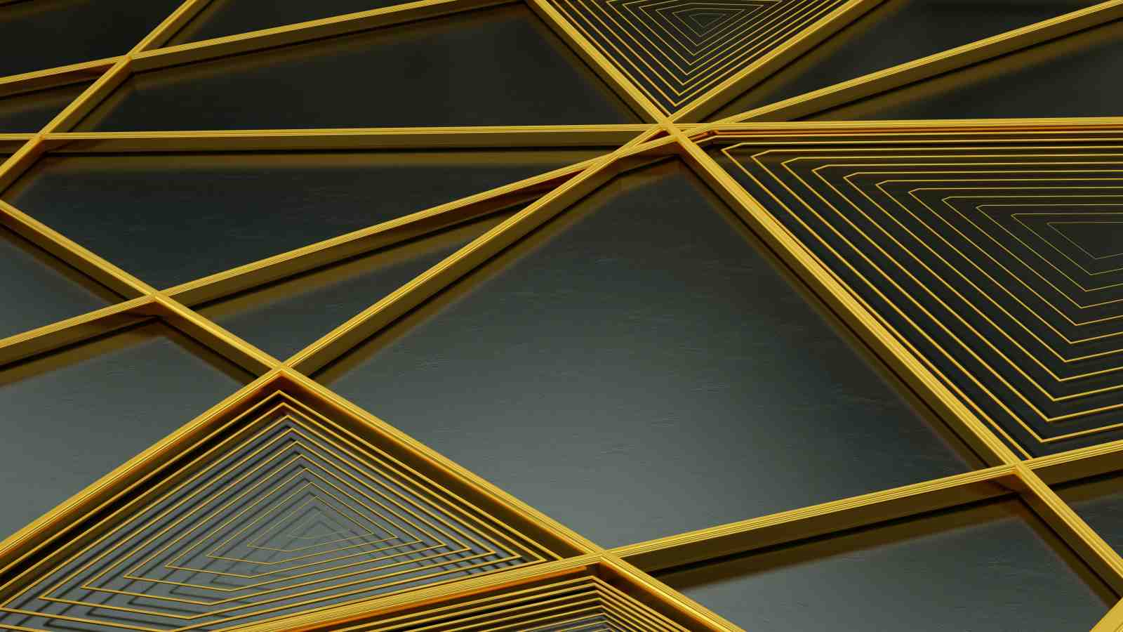 Geometric Gold Triangle Abstract Wall Art