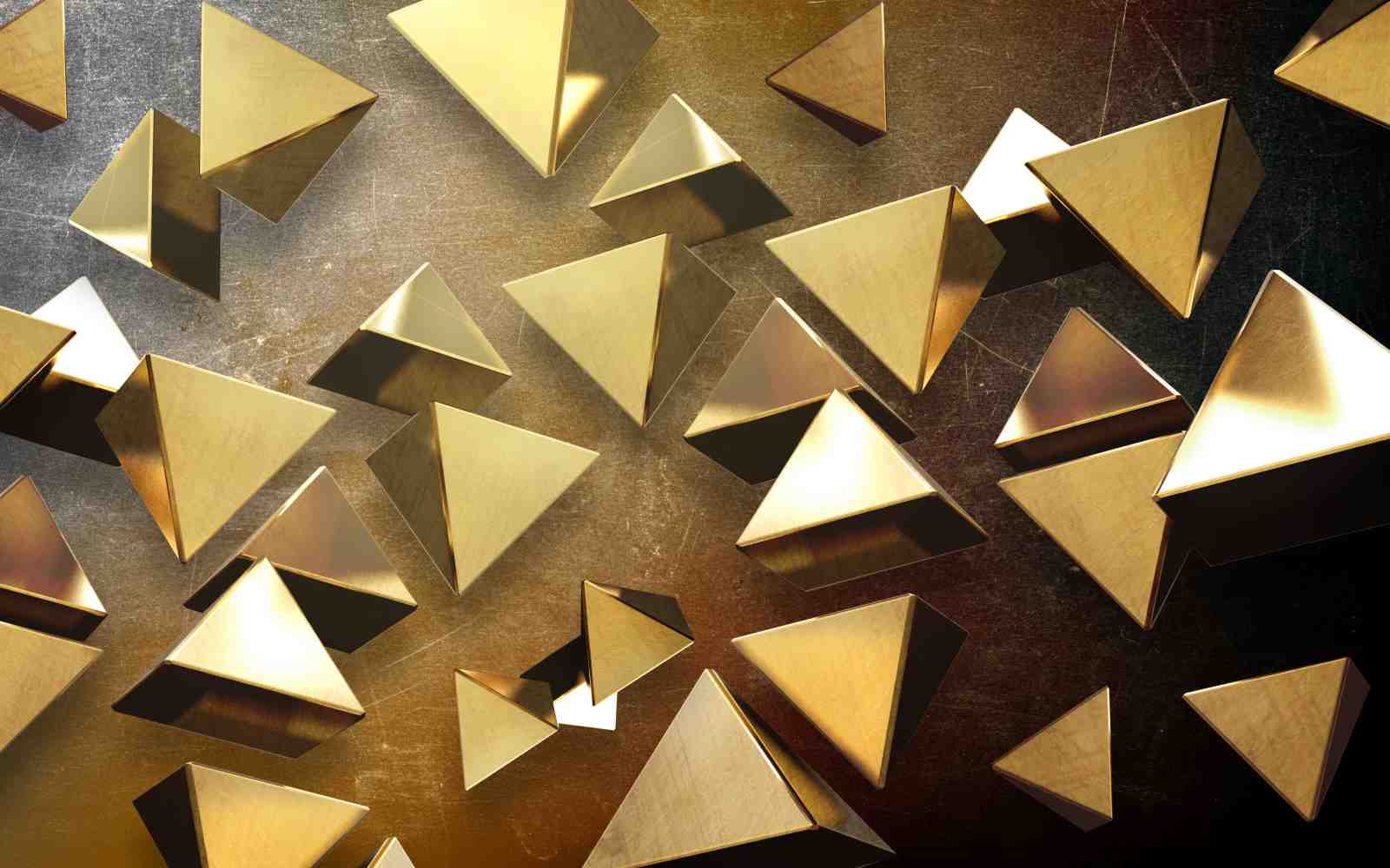 Modern Geometric Gold Pyramids Wall Art