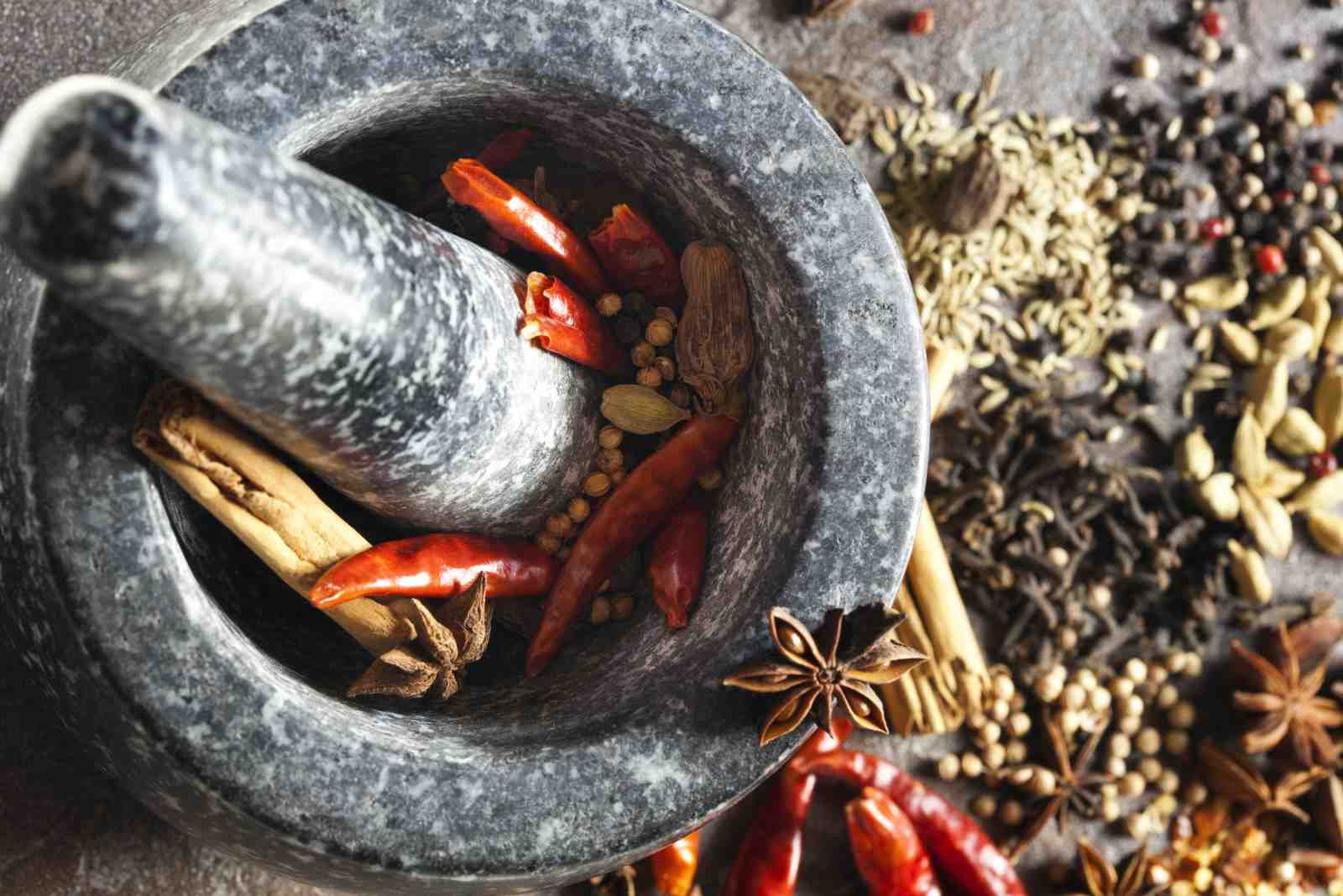Spices & Chili Mortar Abstract Wall Art