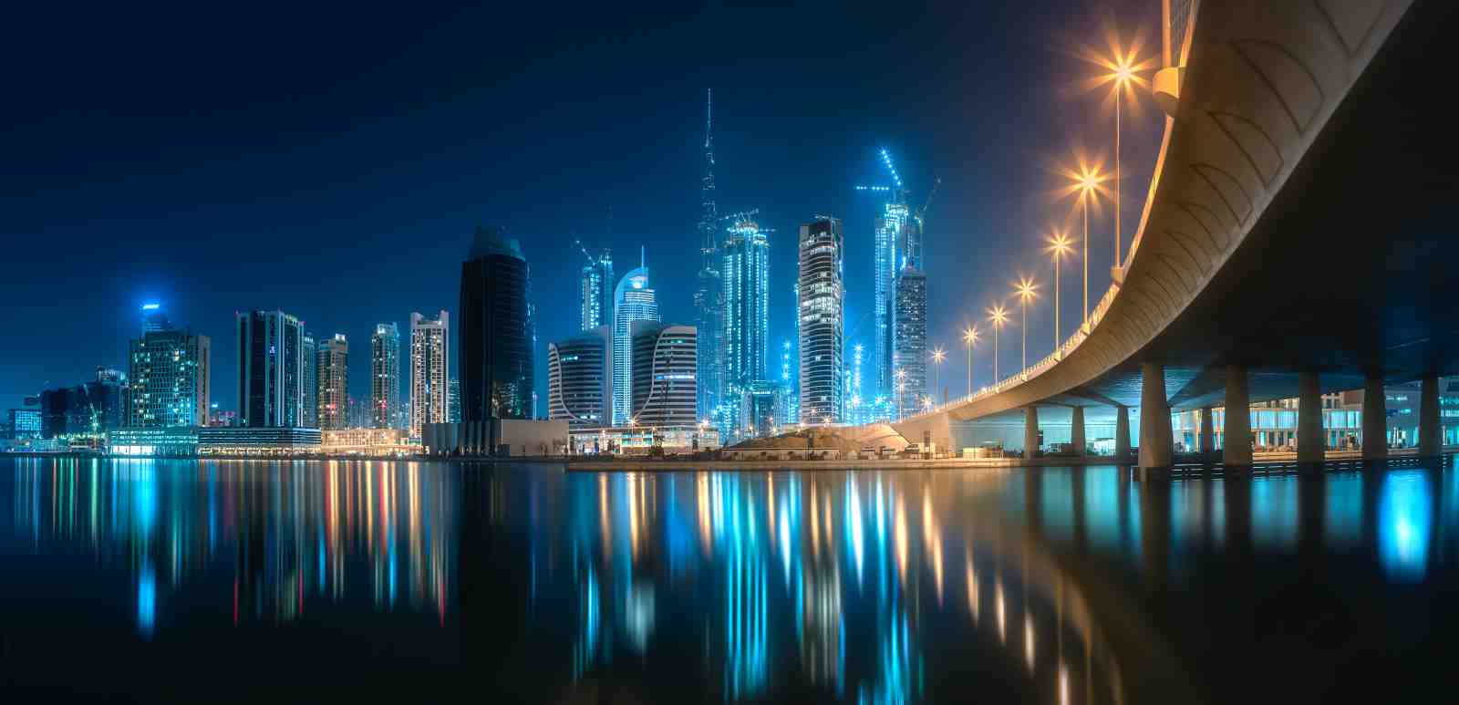 Dubai Skyline Night Cityscape Wall Art