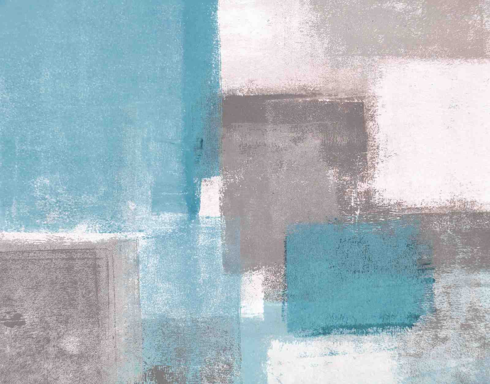Abstract Teal & Gray Geometric Wall Art