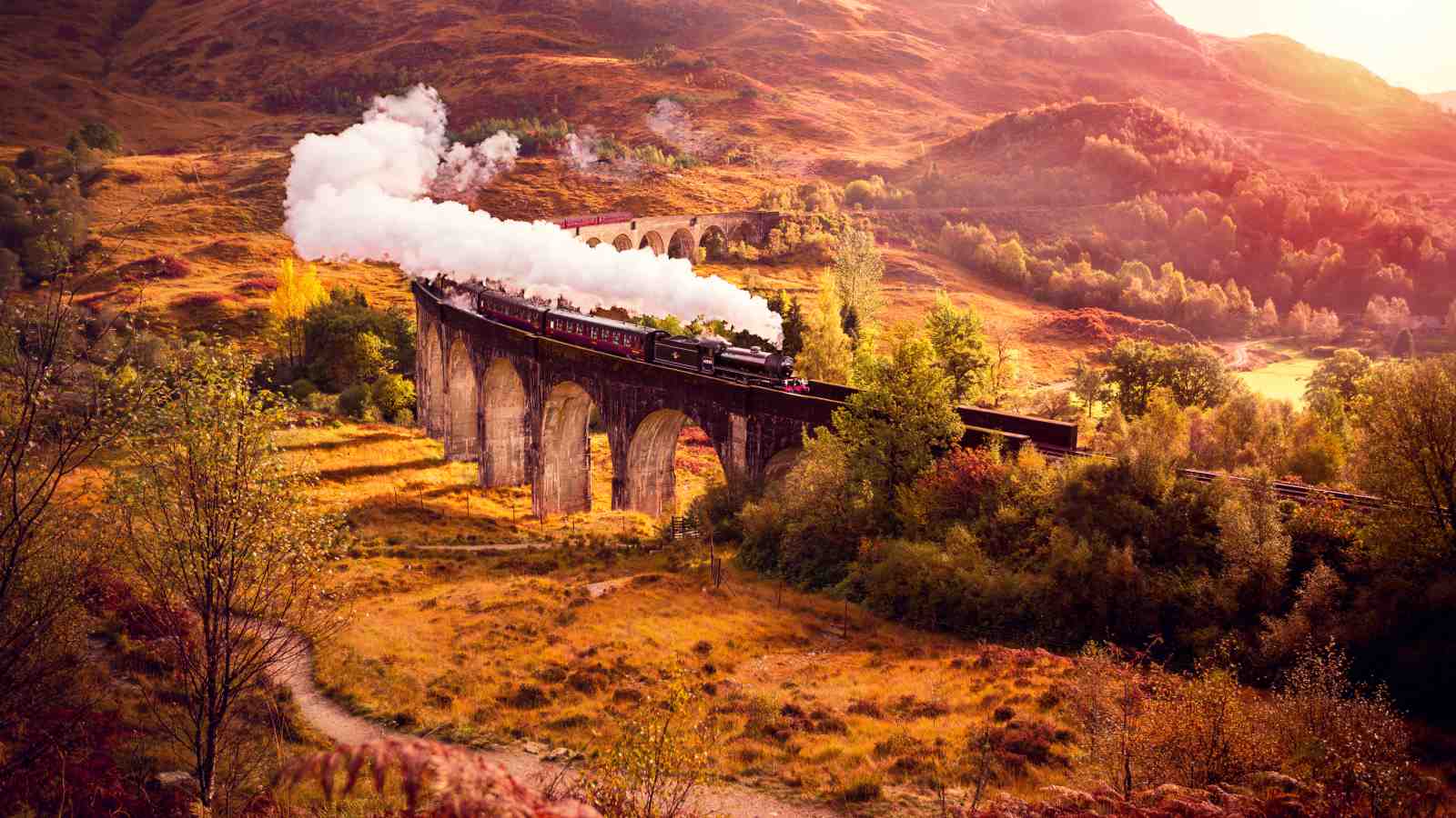 Vintage Steam Train Scotland Glenfinnan Viaduct Wall Art