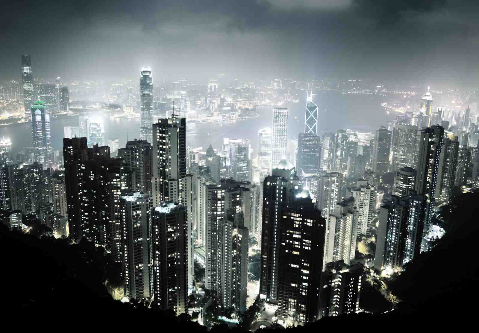 Dramatic Hong Kong Skyline Night Wall Art