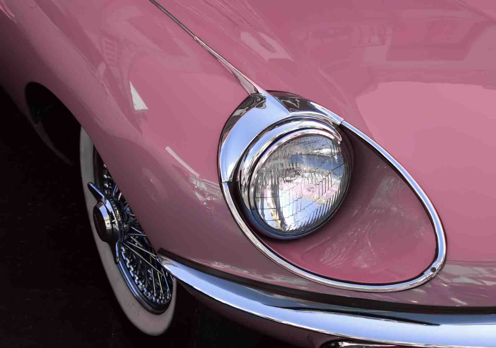 Vintage Pink Jaguar Headlight Wall Art