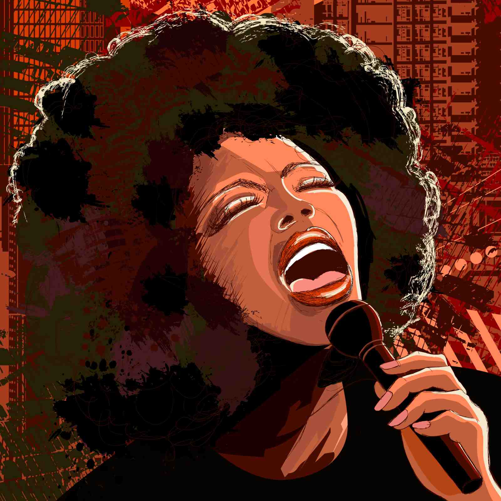 Soulful Singer with Afro Wall Art