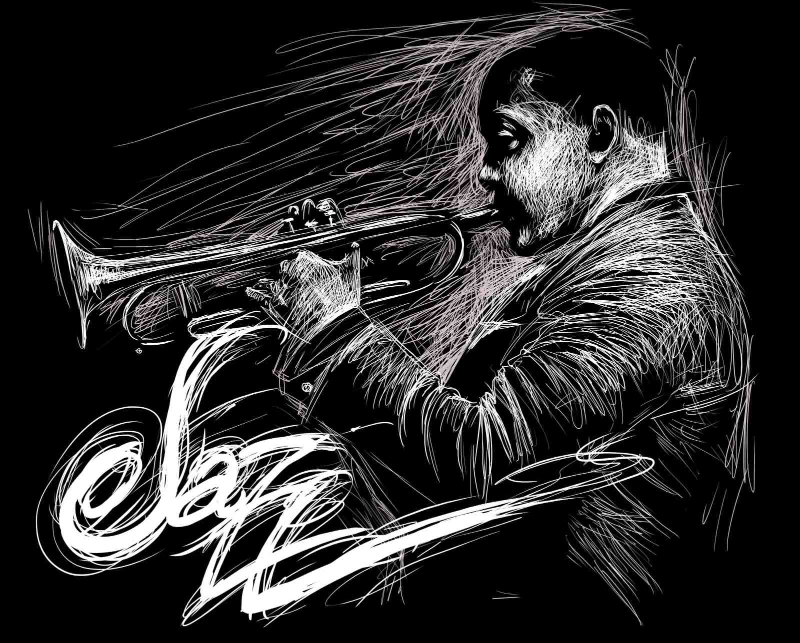 Vibrant Jazz Trumpeter Sketch Wall Art