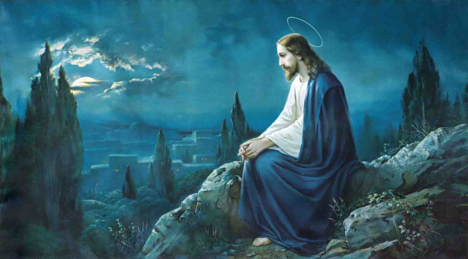 Meditating Christ on Mount Wall Art