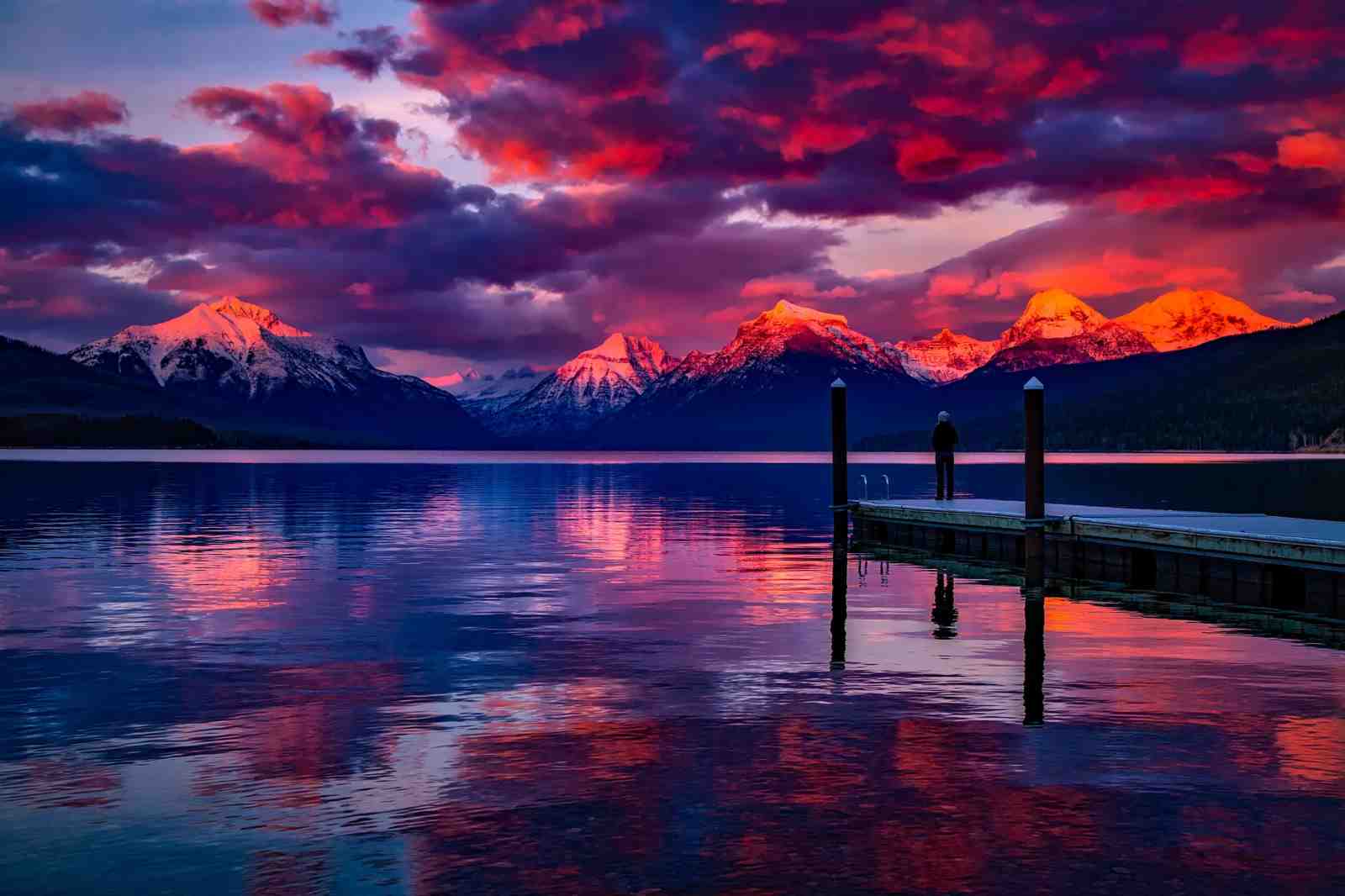 Majestic Sunset Lake & Mountains Wall Art