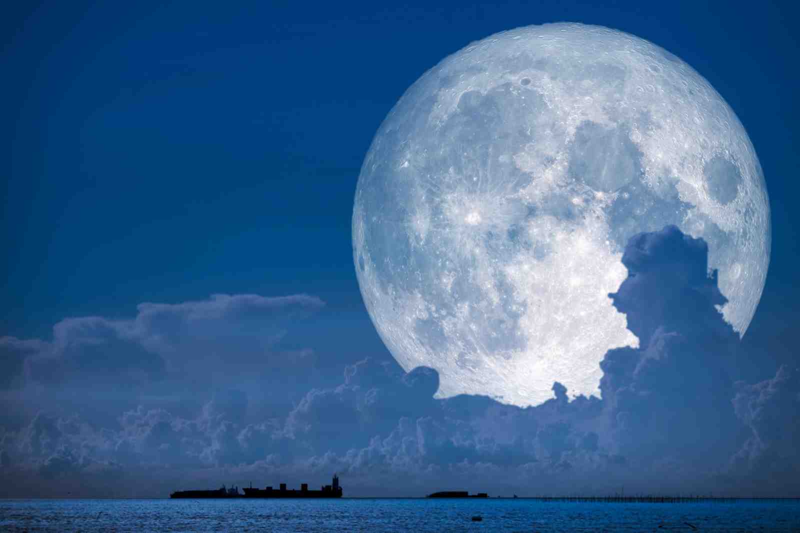 Stunning Full Moon Over Ocean Wall Art