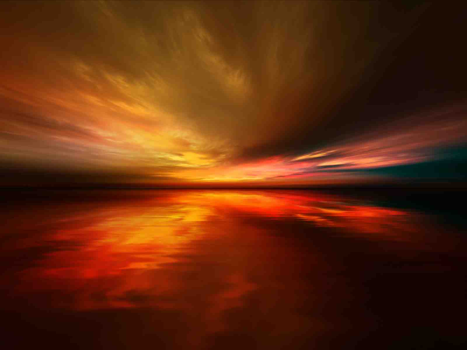 Fiery Sunset Ocean Reflections Wall Art