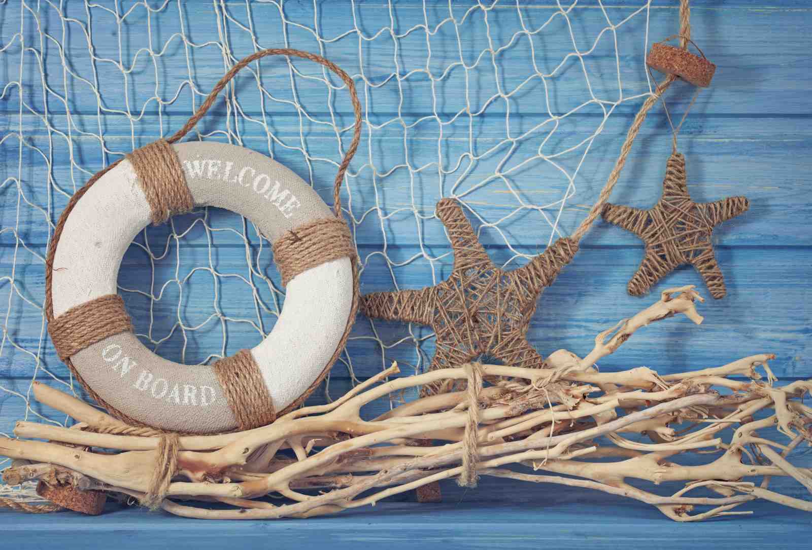 Nautical Welcome Lifebuoy Starfish Beach Wall Art
