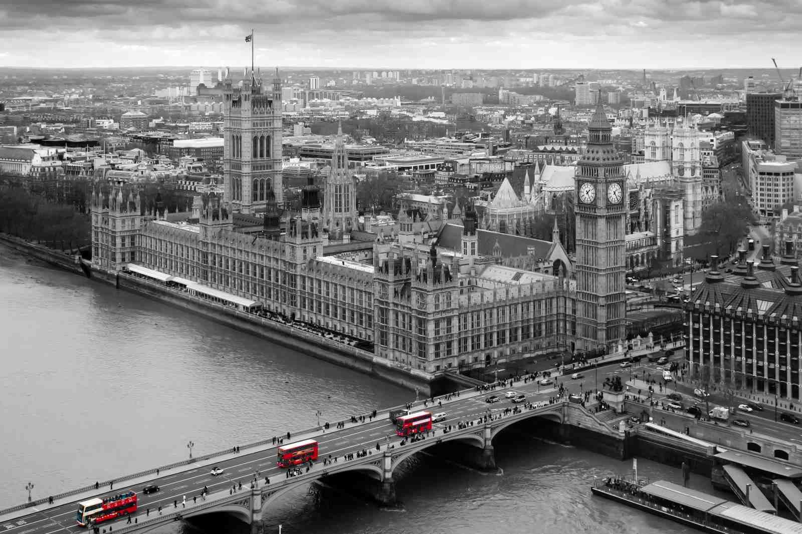 Iconic London Skyline with Red Buses Wall Art