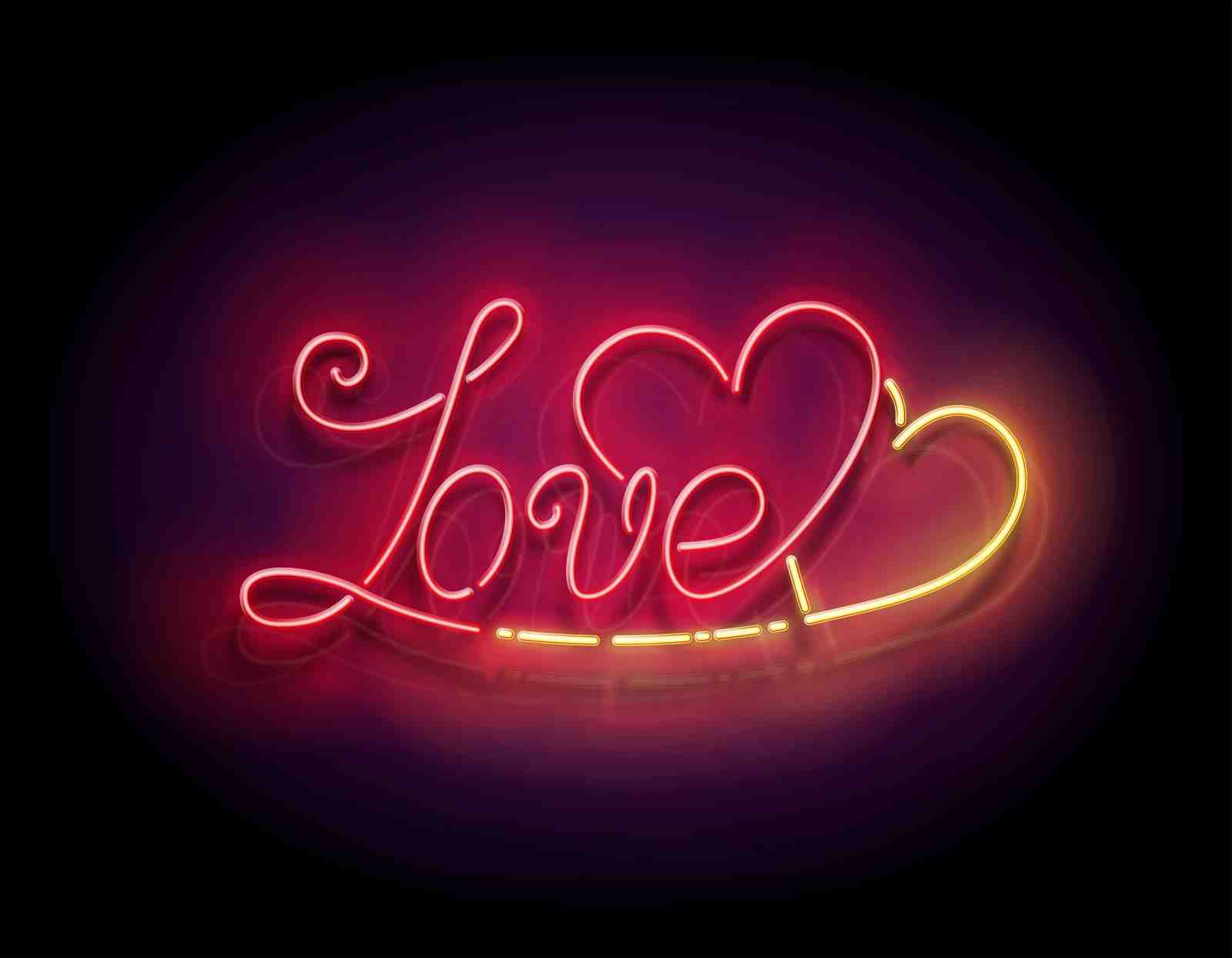 Neon Love Heart Wall Art - Romantic Wall Art