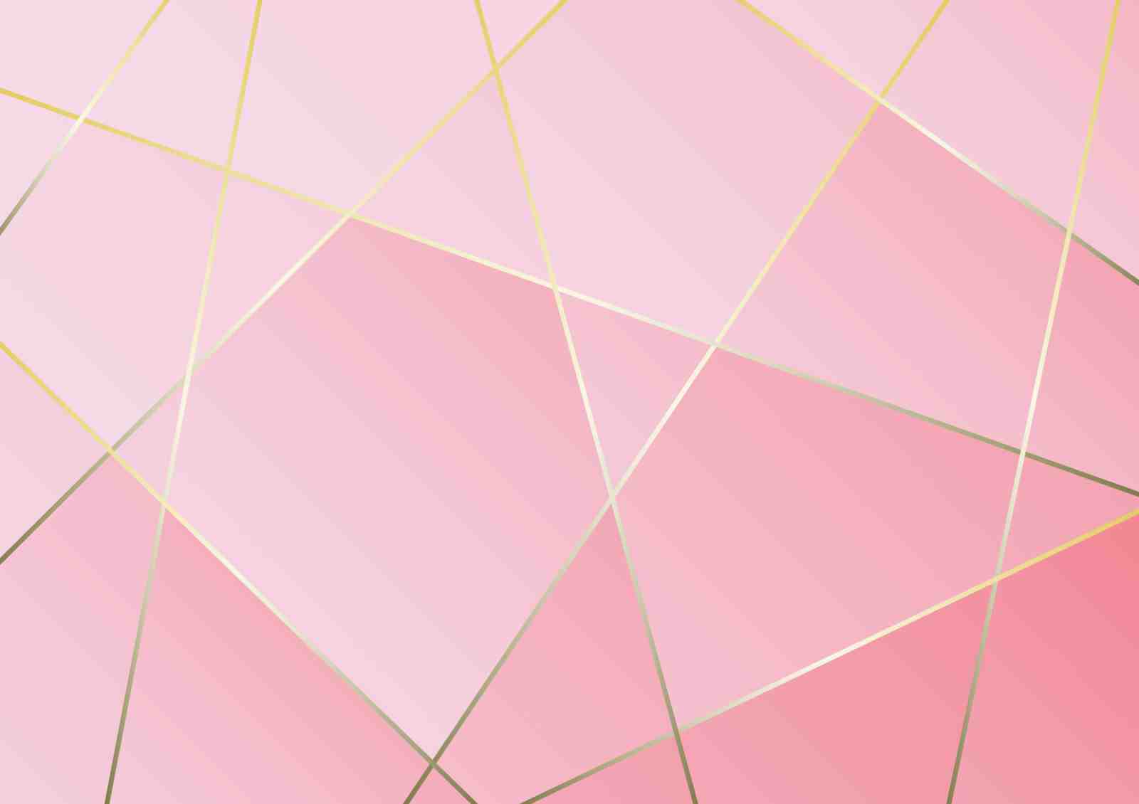 Elegant Pink Geometric Gold Line Art Wall Art