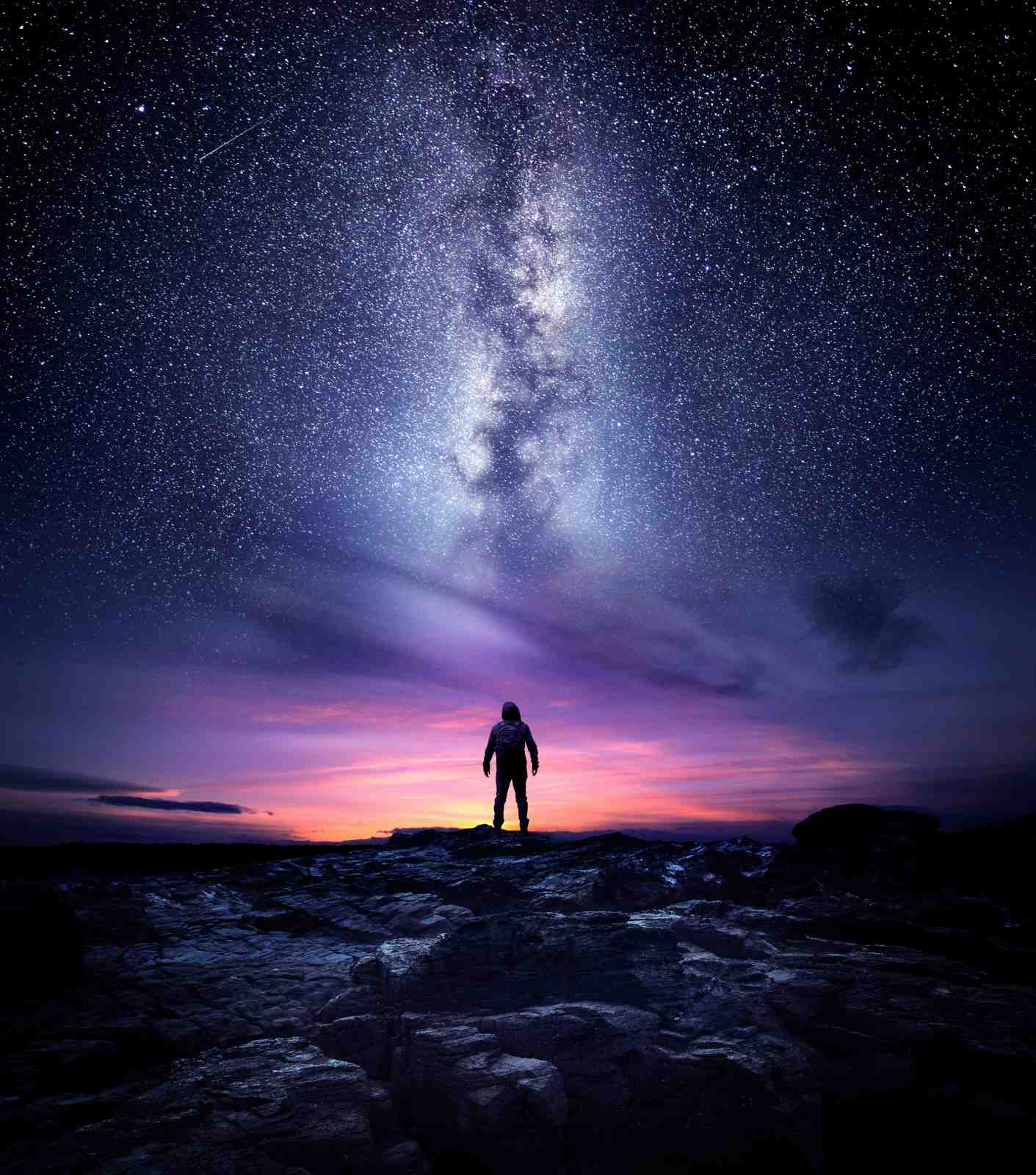 Astronaut Under Milky Way Galaxy Wall Art