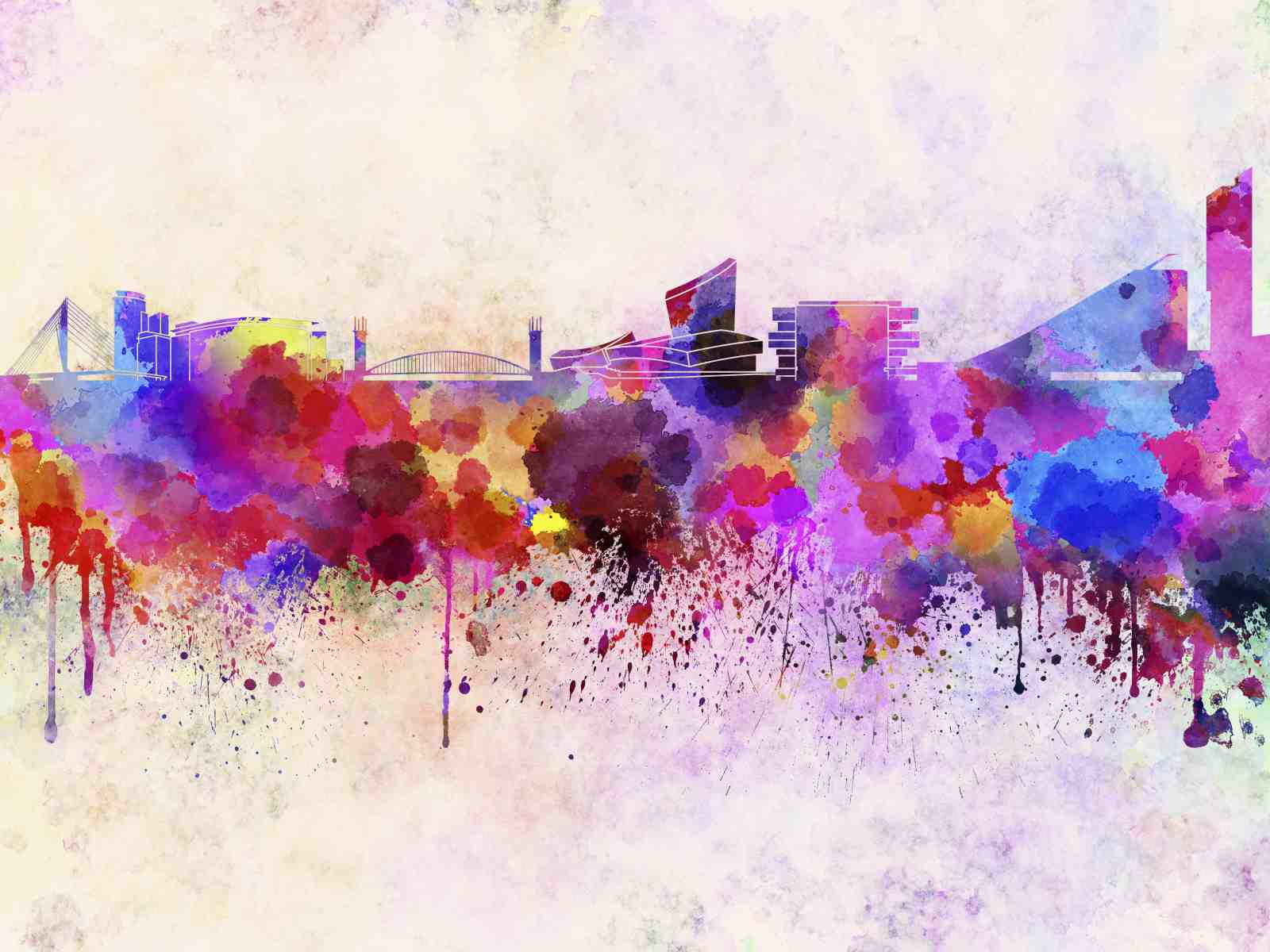 Vibrant Watercolor Cityscape Wall Art
