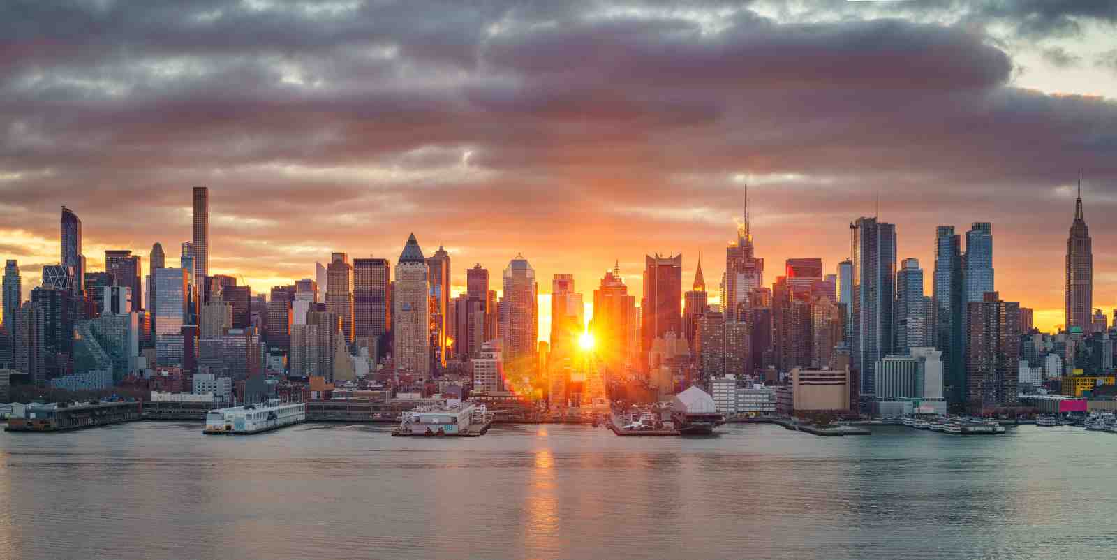 NYC Skyline Sunset Wall Art - Urban Wall Art