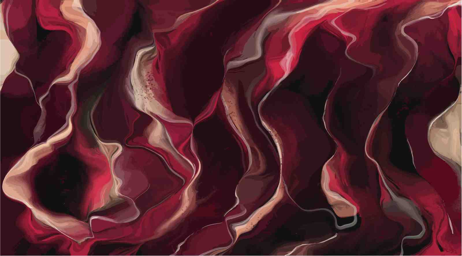Abstract Red Flowing Petals Wall Art