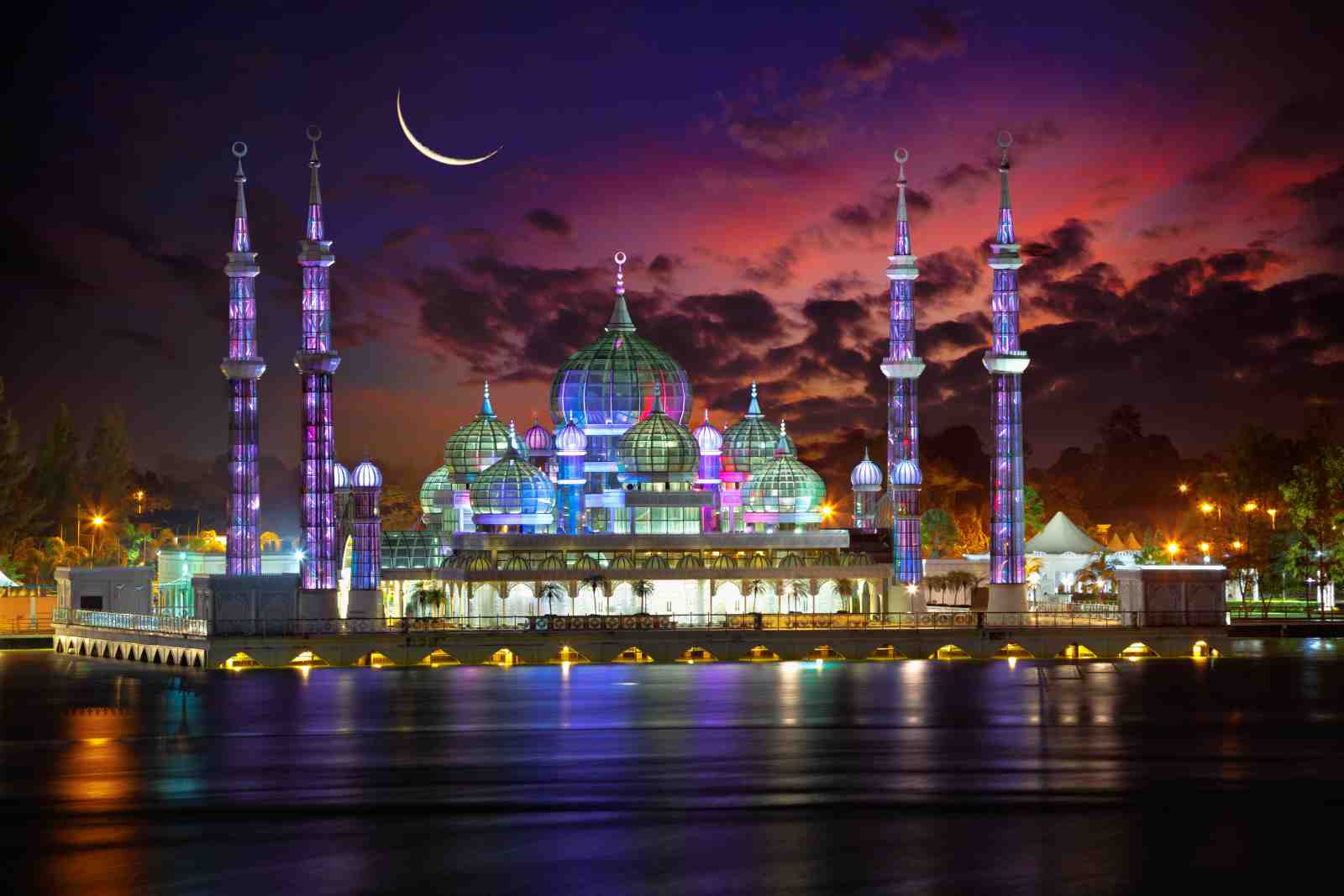 Crystal Mosque Night Scene Wall Art