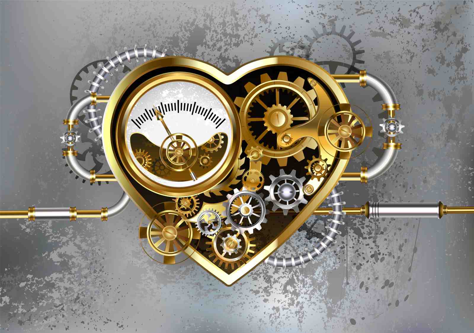 Steampunk Heart Gears Wall Art