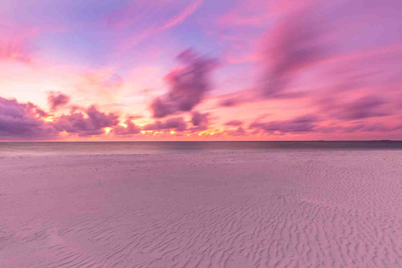 Pink Beach Sunset Serenity Wall Art