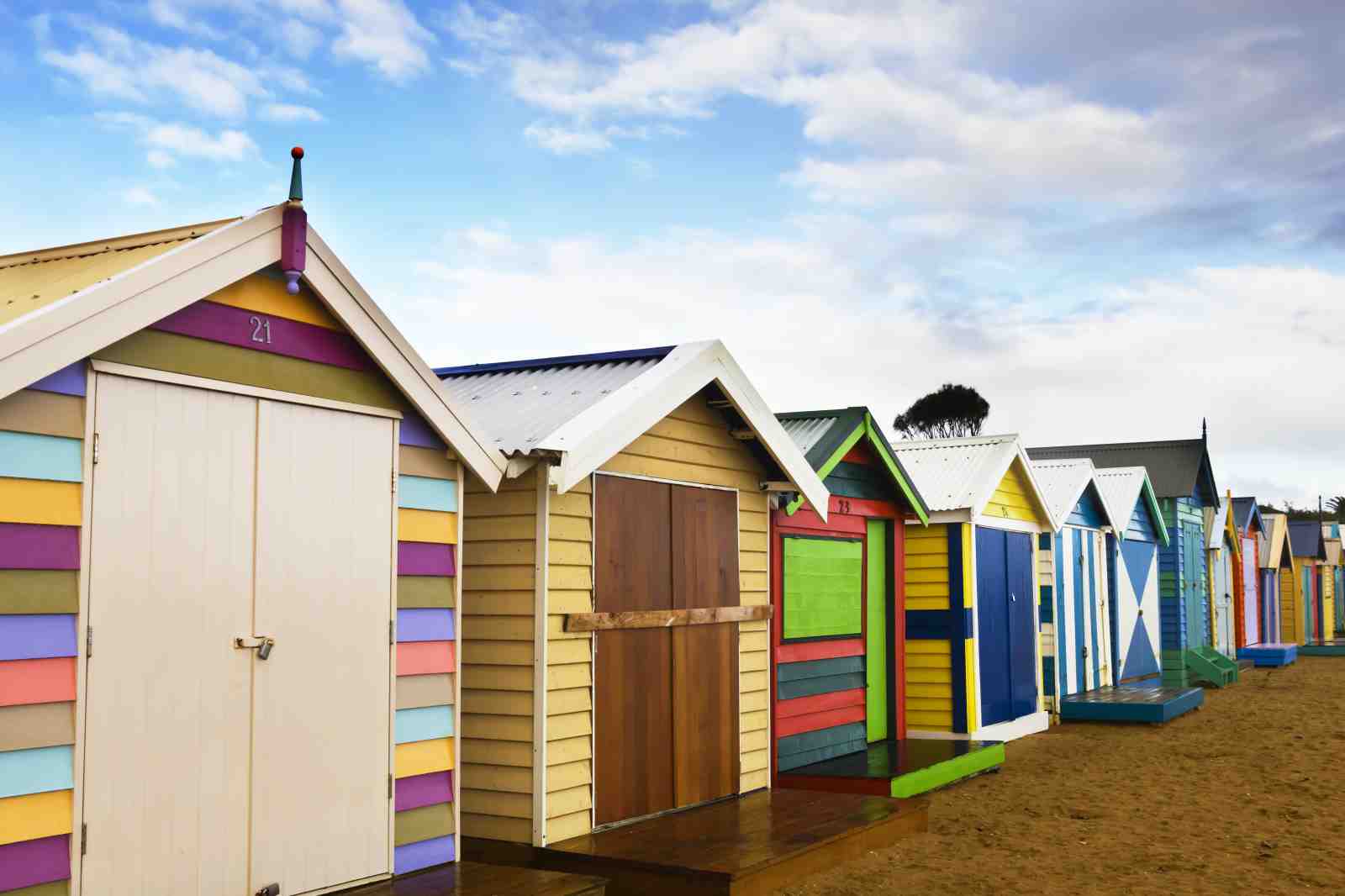 Vibrant Beach Huts Colorful Coastal Wall Art