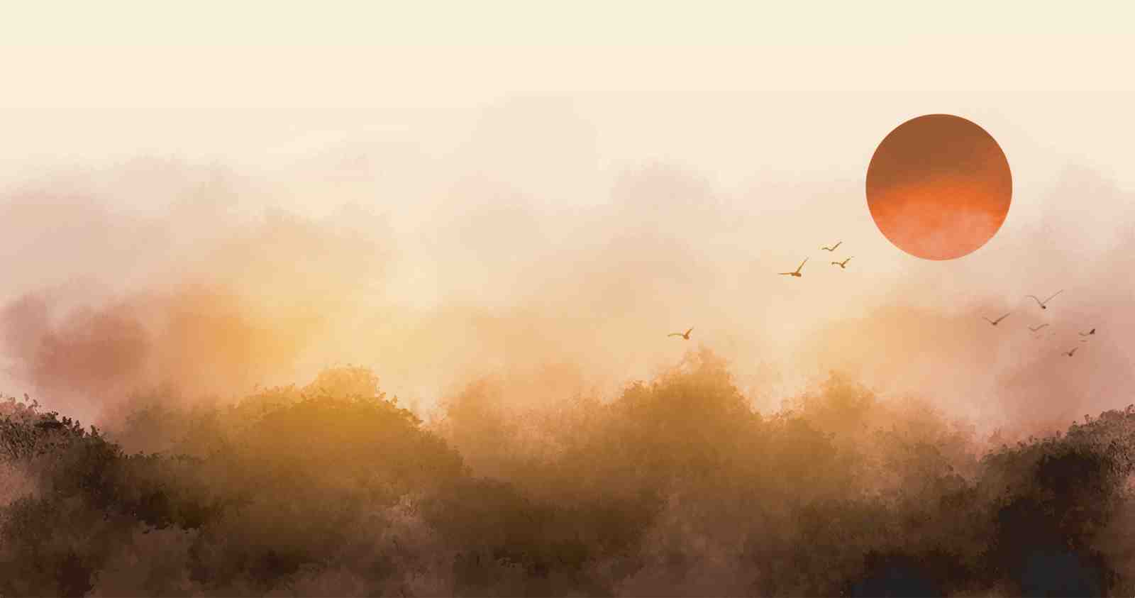 Misty Sunrise Landscape Wall Art