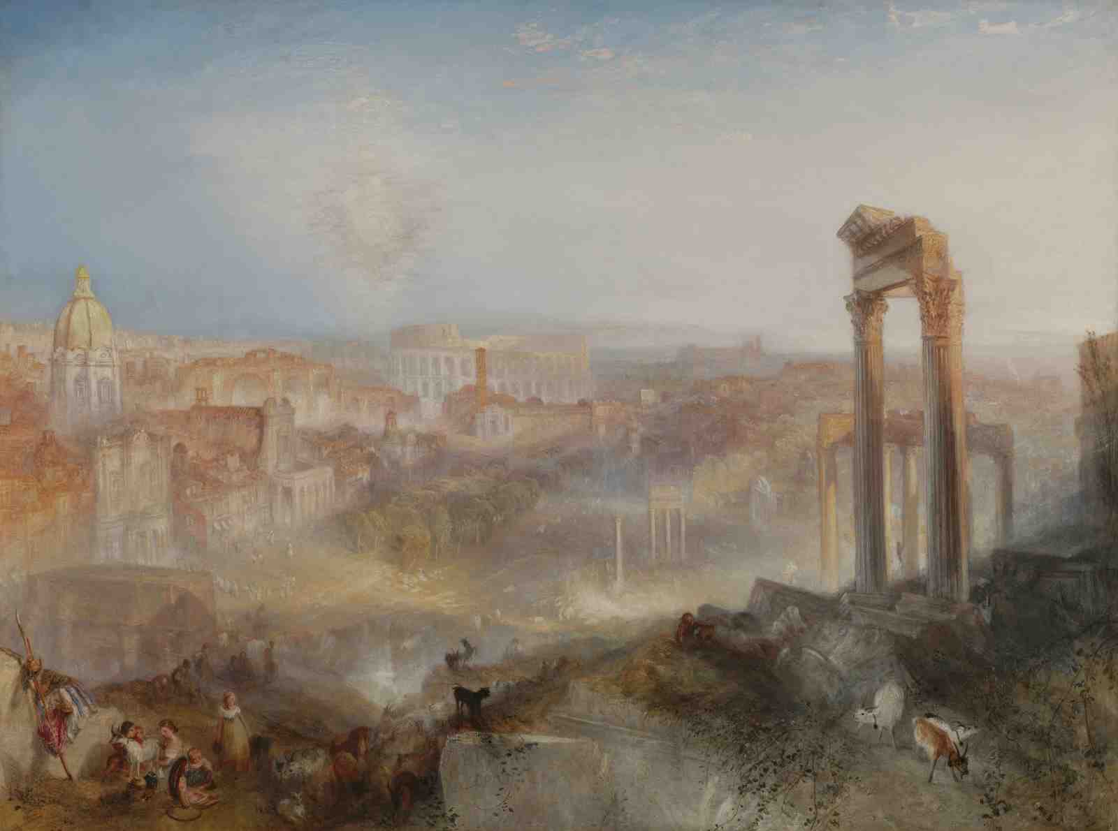 Misty Roman Ruins Landscape Wall Art