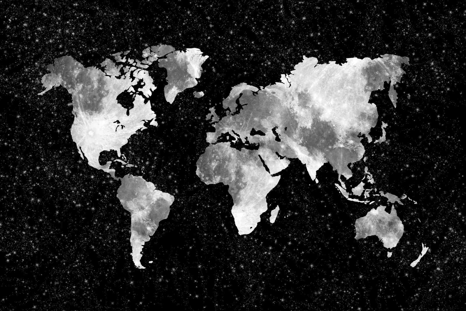 Lunar World Map Galaxy Wall Art