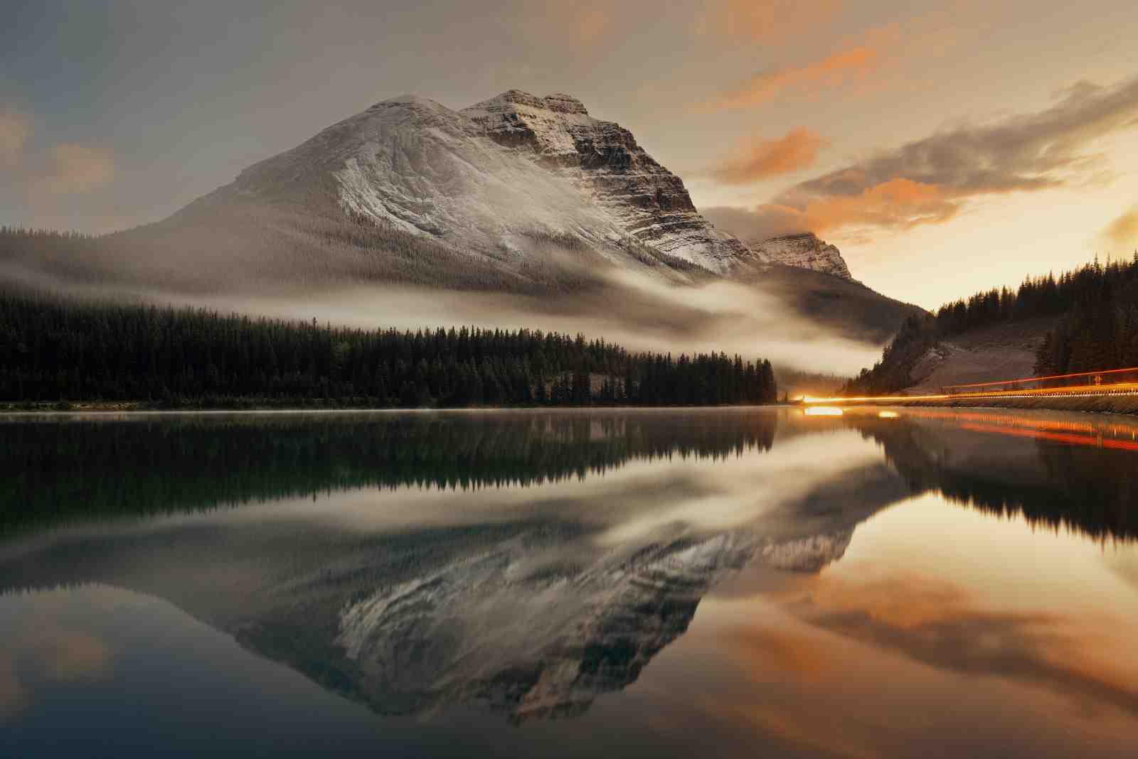 Misty Mountain Lake Landscape Wall Art