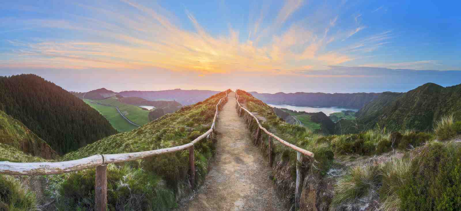Serene Mountain Path Sunset Wall Art