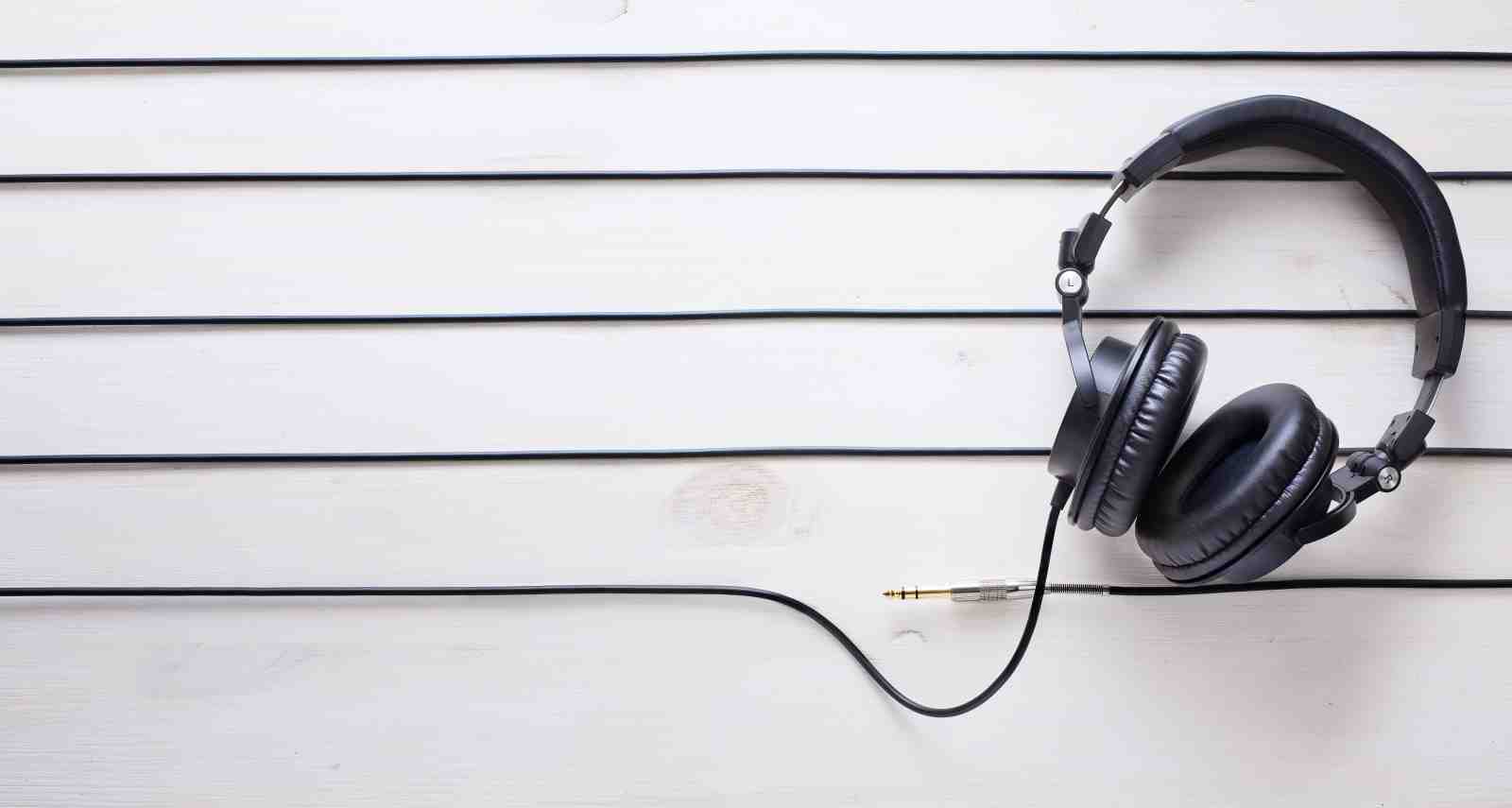 Minimalist Headphones on White Wood Wall Art