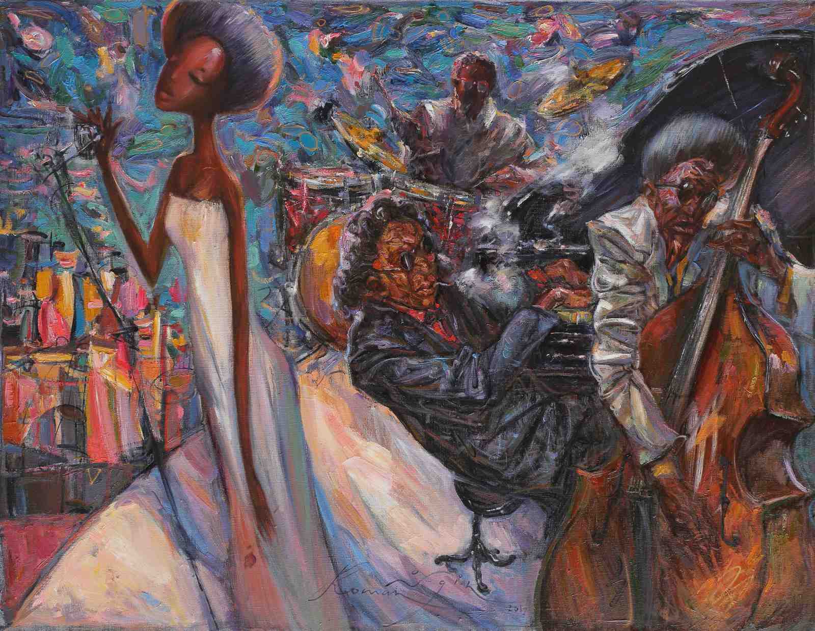 Captivating Jazz Night Scene Wall Art