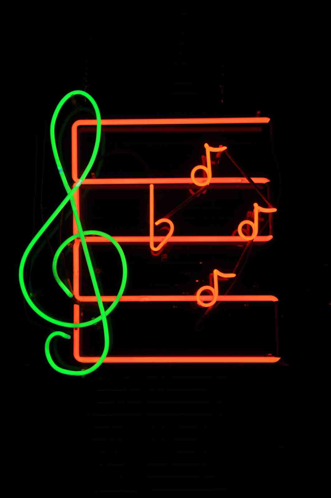 Neon Treble Clef & Music Notes Wall Art